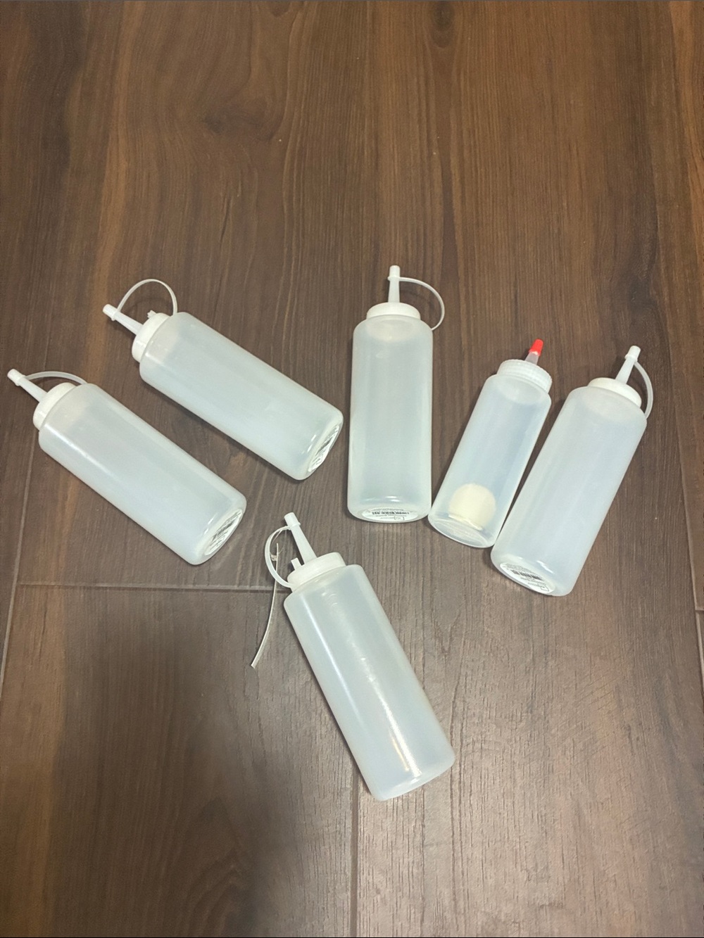 6 Universal White Plastic Dispenser Squeeze Bottles for Kitchen & Dining